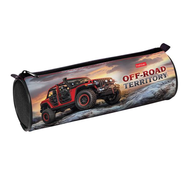 Пенал-Тубус Hatber 210х70мм на молнии-Крутой внедорожник-  в индив.упак. , 